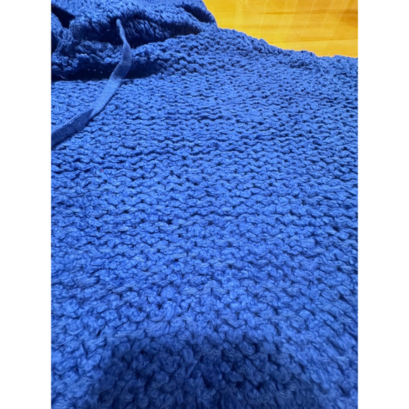 Pilcro Blue Chunky Knit Cropped Hoodie Sweater Size Small Cozy Oversized Fit - Picture 5 of 5